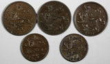 Estonia Bronze LOT OF 5 COINS 1929,1934 1 Sent,2 Senti KM# 11, KM# 10 (19 431)