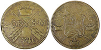 Sweden Fredrik I Copper 1746 2 Ore, S.M.Silvermynt  34mm KM# 437 (21 372)