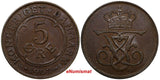 Denmark Frederik VIII Bronze 1907 VBP; GJ  5 Ore aUNC Condition KM# 806 (9755)