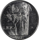 Italy Stainless Steel 1956 R 100 Lire large type UNC KM# 96.1 (20 360)