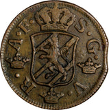 Sweden Adolf Frederick Copper 1763 2 Ore,S.M.Low Mintage-401,000 KM# 461 (615)