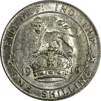 Great Britain George V Silver 1918 1 Shilling 23.5mm KM# 816