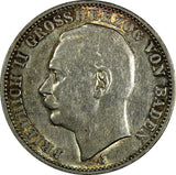 Germany BADEN Friedrich II Silver 1909 G 3 Mark Toned 33mm ch.XF/aUNC KM#280/089
