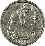 Germany - Federal Republic 1968 F  50 Pfennig 20 mm KM# 109.1 (21 200)