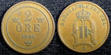 Sweden Oscar II Copper 1893 2 Ore Mintage-557,554 KM# 746   (23 121)