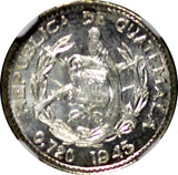GUATEMALA Silver 1945 5 Centavos NGC MS66 GEM BU COIN KM# 238.1 (030)