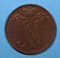 Finland Russia Nicholas II Copper 1900 Penni KM# 13