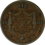 Romania Carol I Copper 1884 B 5 Bani BETTER DATE KM# 19 (18 050)