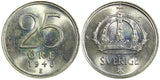 Sweden Gustaf V Silver 1948 TS 25 Öre  RAINBOW GEM BU COIN KM# 816 (22 024)