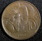 ITALY Vittorio Emanuele III Bronze 1923 R 10 Centesimi UNC KM# 60 (23 880)