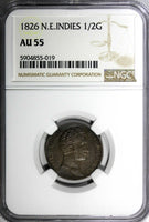 Netherlands East Indies Silver 1826 1/2 Gulden NGC AU55 Toned KM# 302 (019)