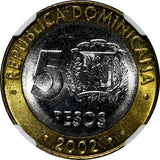 Dominican Republic Sánchez 2002 5 Pesos Magnetic NGC MS67 TOP GRADED KM# 89 (0)