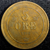 SWEDEN Oscar II 1886 5 Öre small letters Mintage- 269,000 KM# 736 (22 976)