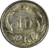 Denmark Christian IX Silver 1904 10 Øre RARE DATE KM# 795.2 (19 421)
