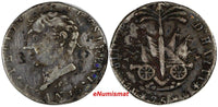 Haiti Silver AN 14(1817)25 Centimes Variety "P" below the Bust VERY RARE C-26(3)