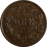 SWEDEN Oscar II Bronze 1873 L.A. 1 Ore  KM# 728 (17 822)