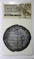 BYZANTINE Basil II+Constantine VIII (AD 976-1025) AR Miliaresion NGC Ch.XF (20)