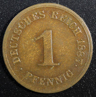 Germany - Empire Wilhelm II Copper 1894 G 1 Pfennig  KM# 10 (23 340)