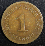 Germany - Empire Wilhelm II Copper 1894 G 1 Pfennig  KM# 10 (23 340)