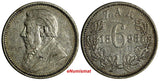 South Africa  Johannes Paulus Kruger Silver 1896 6 Pence Mintage-205,000 KM#4(8)