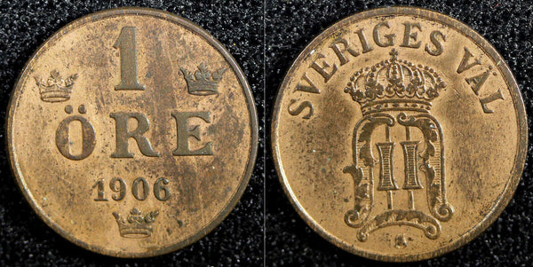 SWEDEN Oscar II Bronze 1906 Öre KM# 768 (22 977)