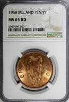 Ireland Republic Bronze 1968 Penny NGC MS65 RD NICE RED Hen with chicks KM11 (7)