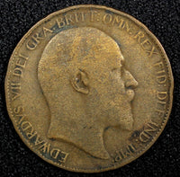 Great Britain Edward VII Bronze 1908 1/2 Penny  KM# 793.2 (24 230)