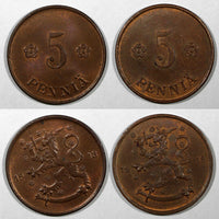 FINLAND Copper 1918 5 Penniä  UNC KM# 22 RANDOM PICK  (1 COIN)