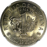 Guyana 1970 $1.00 Dollar FAO -CUFFY NGC MS66 GEM BU KM# 36 (024)