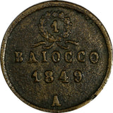 Italian States ROMAN REPUBLIC - ANCONA 1849 A Baiocco 29.3 mm KM# 12 (17 625)