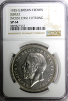 Great Britain Silver Jubilee George V  1935 Crown NGC SP64 Original Box KM# 842