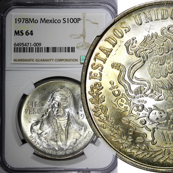 Mexico ESTADOS UNIDOS MEXICANOS Silver 1978 Mo 100 Pesos NGC MS64 KM# 483.2 (9)