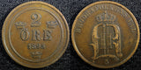 Sweden Oscar II Copper 1895 2 Ore Mintage-781,000 KM# 746   (23 123)
