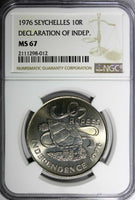 Seychelles 1976 10 Rupees Independence NGC  MS67 GEM BU TOP GRADED KM# 28 (012)