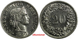 Switzerland 1920 B 20 Rappen UNC BU Condition CONFOEDERATIO HELVETICA KM# 29 (0)
