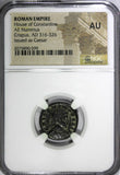 Roman House of Constantine Silvered Nummus Crispus AD 316-326 /VOT X  NGC AU (9)