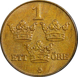 SWEDEN Gustaf V Bronze 1935 1 Öre  Choice UNC Condition KM# 777.2 (21 919)
