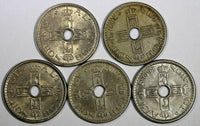 Norway Haakon VII LOT OF 5 COINS 1929(2 p),1945,1948,1949 50 Øre KM# 386 (17474)