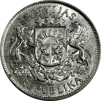 Latvia Silver 1926 2 Lati 2 Years Type aUNC KM# 8 (18 146)