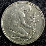 Germany-Federal Republic Copper-Nickel 1950 J 50 Pfennig Hamburg KM# 109.1 (3)