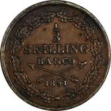 Sweden Oscar I Copper 1851 1/3 Skilling Mintage-537,840 KM# 657 (18 556)