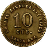 EL SALVADOR TOKEN (ca.1920's) 10 CENTAVOS SANTA ANA RAFAEL ALVAREZ