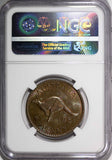 Australia George VI Bronze 1951-PL 1 Penny NGC MS63 BN Kangaroo KM# 43