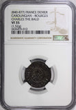 FRANCE	Charles II the Bald (840-877) Silver Denier NGC VF35 Duplessy-198 (12)