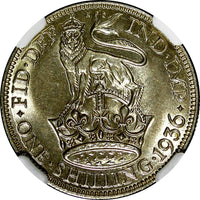 Great Britain George V (1910-1936) Silver 1936 1 Shilling NGC MS62  KM# 833