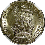 Great Britain George V (1910-1936) Silver 1936 1 Shilling NGC MS62  KM# 833