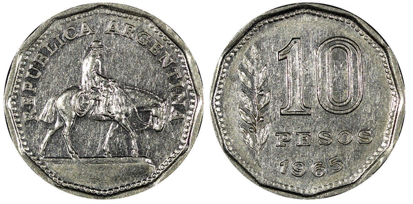 Argentina Nickel clad steel 1965 10 Pesos KM# 60 (21 594)