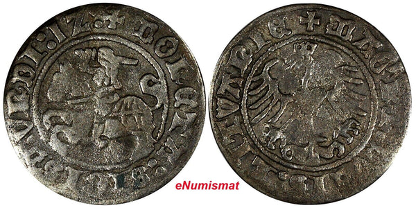 Poland Lithuania Sigismund I Silver 1512 1/2 Groschen Vilnius Mint Klim-39 .1(1)