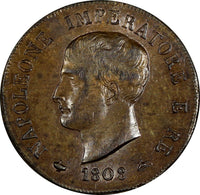 ITALY Kingdom of Napoleon Copper 1808 M SOLDO aUNC SCARCE C#3.2 (11 213)