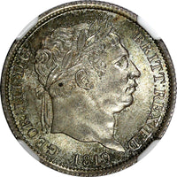 Great Britain George III Silver 1819 1 Shilling NGC MS65 Light Toned KM# 666 (2)